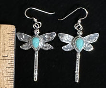 Load image into Gallery viewer, Turquoise Sterling Silver Dragonfly Earrings
