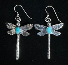Load image into Gallery viewer, Turquoise Sterling Silver Dragonfly Earrings
