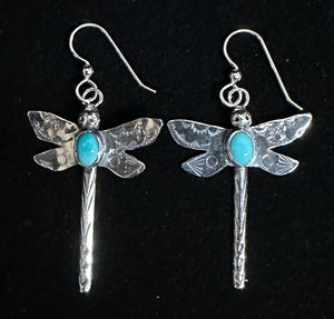 Turquoise Sterling Silver Dragonfly Earrings