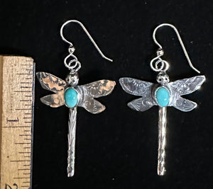 Turquoise Sterling Silver Dragonfly Earrings