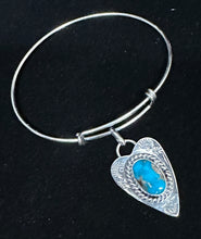 Load image into Gallery viewer, Turquoise Sterling Silver Heart Bangle Dangle Bracelet
