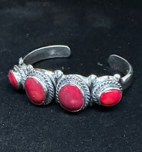 Load image into Gallery viewer, Red Coral Sterling Silver Bracelet
