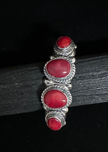 Red Coral Sterling Silver Bracelet