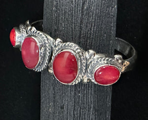 Red Coral Sterling Silver Bracelet
