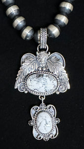 White Buffalo Turquoise sterling Silver Necklace Pendant