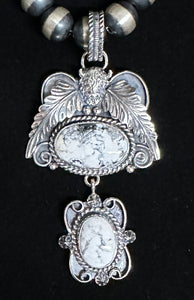 White Buffalo Turquoise sterling Silver Necklace Pendant