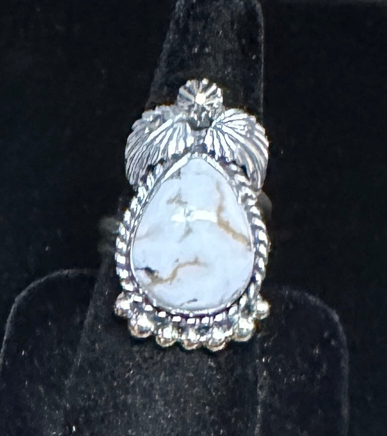 White Buffalo Turquoise Sterling Silver Ring