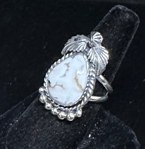 White Buffalo Turquoise Sterling Silver Ring