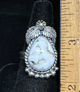 White Buffalo Turquoise Sterling Silver Ring