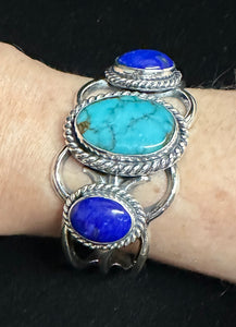 Turquoise and Lapis Sterling Silver Bracelet