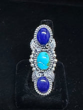 Load image into Gallery viewer, Sonoran Gold Turquoise &amp; Lapis Lazuli Sterling Silver Ring
