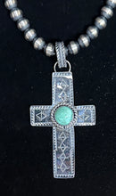 Load image into Gallery viewer, Turquoise Sterling Silver Cross Necklace
