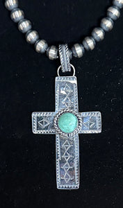 Turquoise Sterling Silver Cross Necklace
