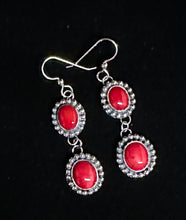 Load image into Gallery viewer, Red Coral Sterling Silver Earrings
