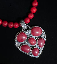 Load image into Gallery viewer, Red Coral Sterling Silver Heart Necklace
