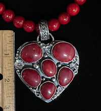 Load image into Gallery viewer, Red Coral Sterling Silver Heart Necklace
