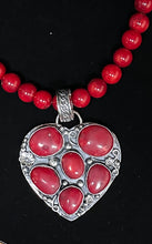 Load image into Gallery viewer, Red Coral Sterling Silver Heart Necklace
