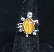Load image into Gallery viewer, Tiger Eye Sterling Silver Turtle Ring
