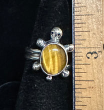 Load image into Gallery viewer, Tiger Eye Sterling Silver Turtle Ring
