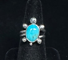 Load image into Gallery viewer, Turquoise Sterling Silver Turtle Ring
