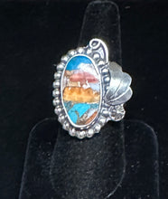 Load image into Gallery viewer, Spiney Oyster &amp; Turquoise Sterling Silver Ring
