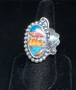 Spiney Oyster & Turquoise Sterling Silver Ring