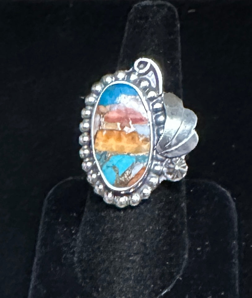 Spiney Oyster & Turquoise Sterling Silver Ring