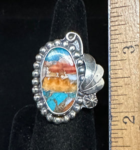Spiney Oyster & Turquoise Sterling Silver Ring