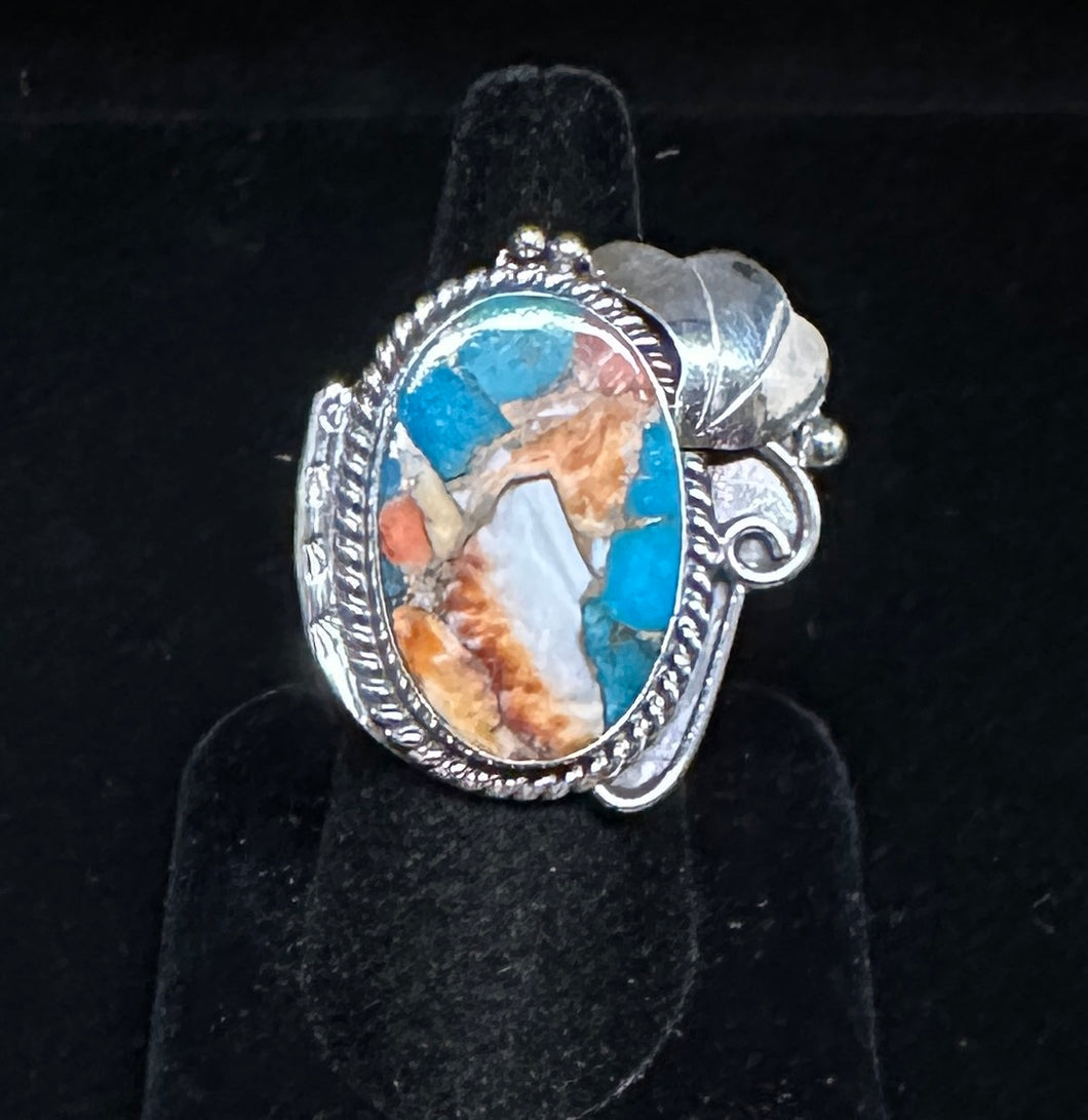 Spiney Oyster & Turquoise Sterling Silver Ring
