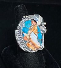 Load image into Gallery viewer, Spiney Oyster &amp; Turquoise Sterling Silver Ring
