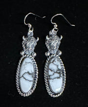 Load image into Gallery viewer, White Buffalo Turquoise Sterling Silver Buffalo Earrings
