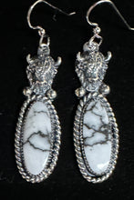 Load image into Gallery viewer, White Buffalo Turquoise Sterling Silver Buffalo Earrings
