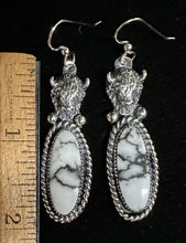 Load image into Gallery viewer, White Buffalo Turquoise Sterling Silver Buffalo Earrings

