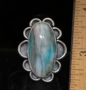 Indonesian Blue Opal Sterling Silver Ring