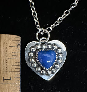 Lapis Sterling Silver Heart Necklace Pendant