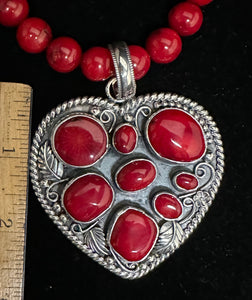 Red Sponge Coral Sterling Silver "My Loving Heart"