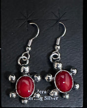 Load image into Gallery viewer, Red Coral Sterling Silver Turtle Earrings
