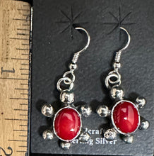 Load image into Gallery viewer, Red Coral Sterling Silver Turtle Earrings

