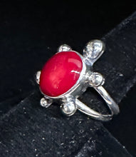 Load image into Gallery viewer, Red Coral Sterling Silver Turtle Ring
