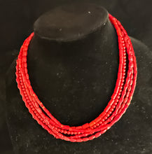 Load image into Gallery viewer, Five Strand Red Coral Necklace

