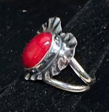 Load image into Gallery viewer, Red Coral Sterling Silver Heart Ring
