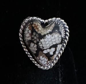 Snakeskin Agate Sterling Silver Ring