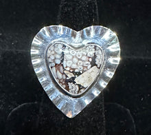 Load image into Gallery viewer, Snakeskin Agate Sterling Silver Heart Ring
