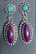 Load image into Gallery viewer, Sugilite &amp; Turquoise Sterling Silver Earrings
