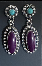 Load image into Gallery viewer, Sugilite &amp; Turquoise Sterling Silver Earrings
