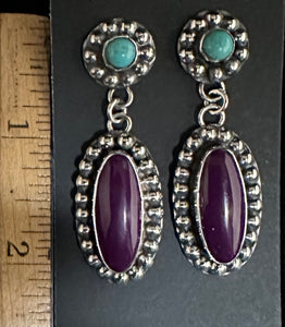 Sugilite & Turquoise Sterling Silver Earrings
