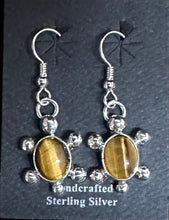 Load image into Gallery viewer, Tiger Eye Sterling Silver Turtle Earrings
