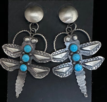 Load image into Gallery viewer, Turquoise Sterling Silver Dragonfly Post Earrings
