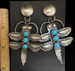 Turquoise Sterling Silver Dragonfly Post Earrings
