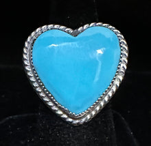 Load image into Gallery viewer, Turquoise Heart Sterling Silver Ring
